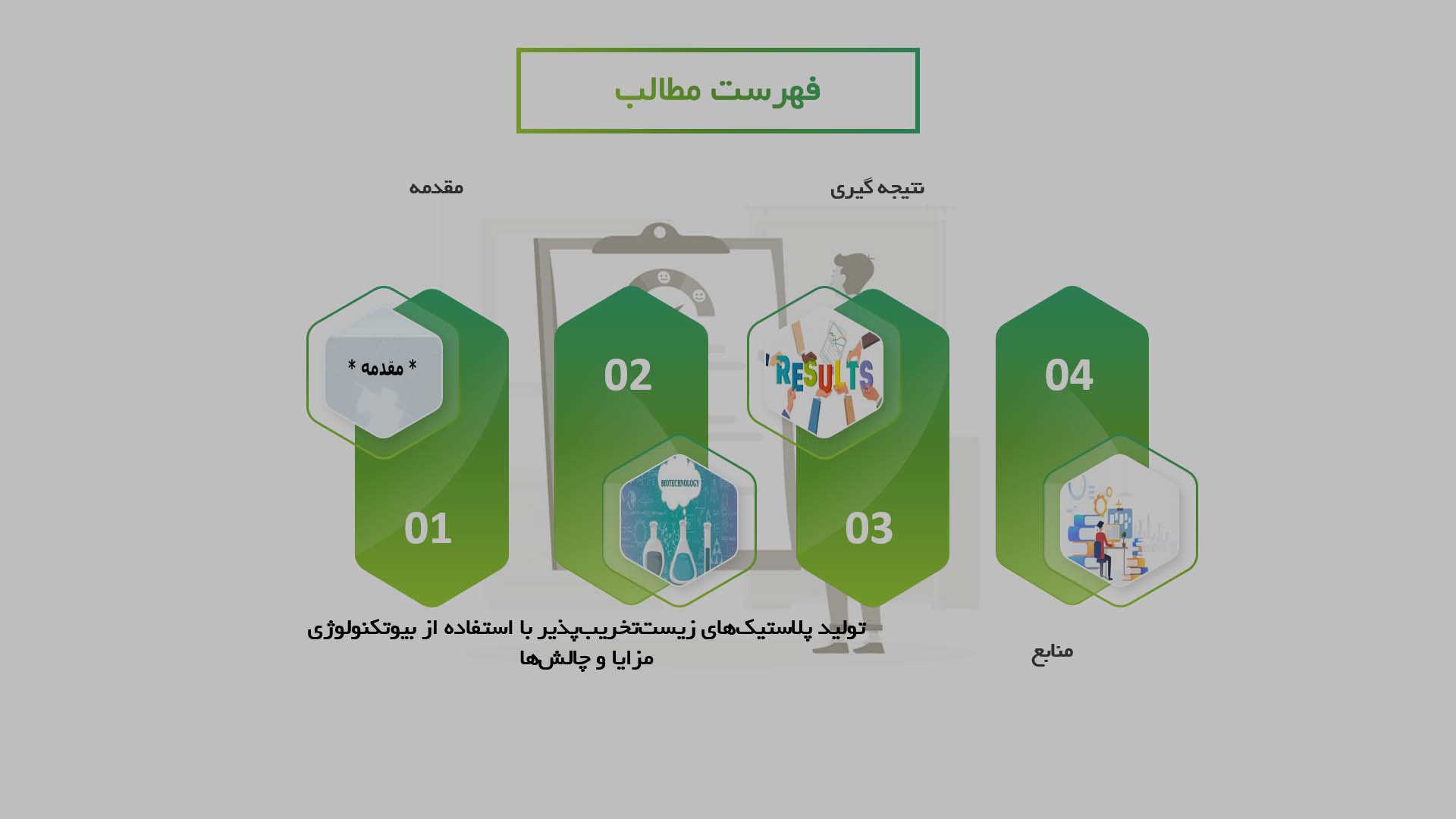 پاورپوینت مطالعه کاربردهای بیوتکنولوژی در تولید محصولات زیست‌تخریب‌پذیر